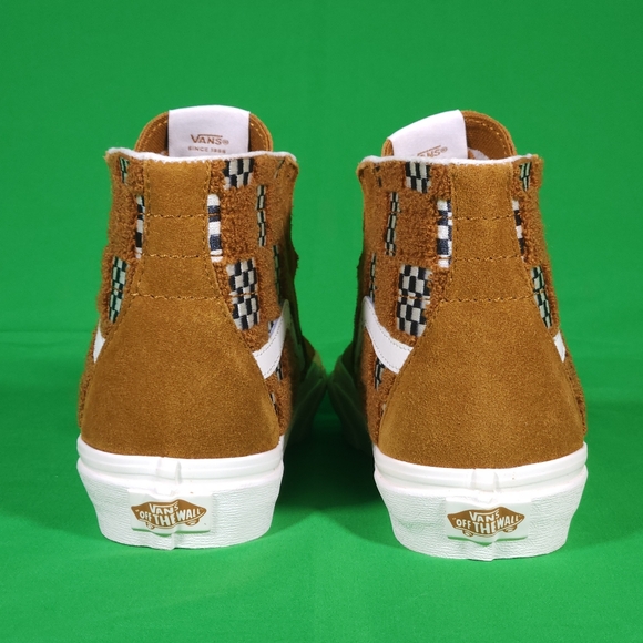 RARE Vans Sk8-Hi Tapered Tufted Checked Golden Brown VN0009QP1M7 ✨️NEW✨️ - Picture 3 of 9
